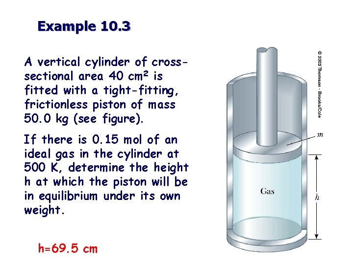 Example 10. 3 A vertical cylinder of crosssectional area 40 cm 2 is fitted