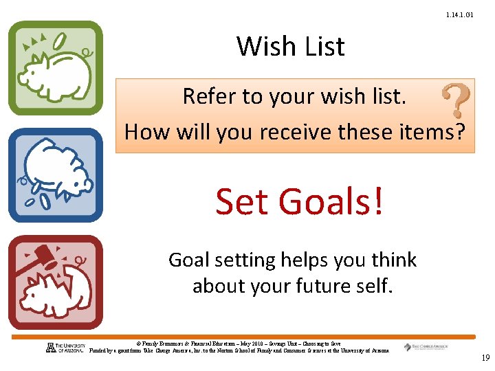 1. 14. 1. G 1 Wish List Refer to your wish list. How will
