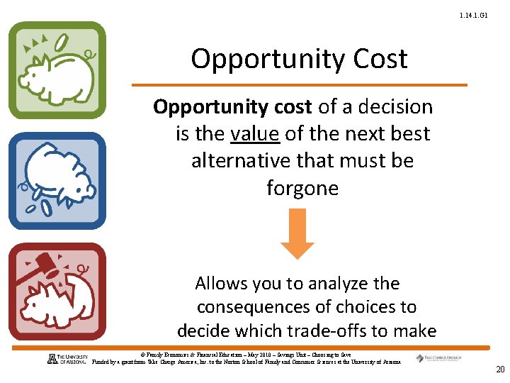 1. 14. 1. G 1 Opportunity Cost Opportunity cost of a decision is the