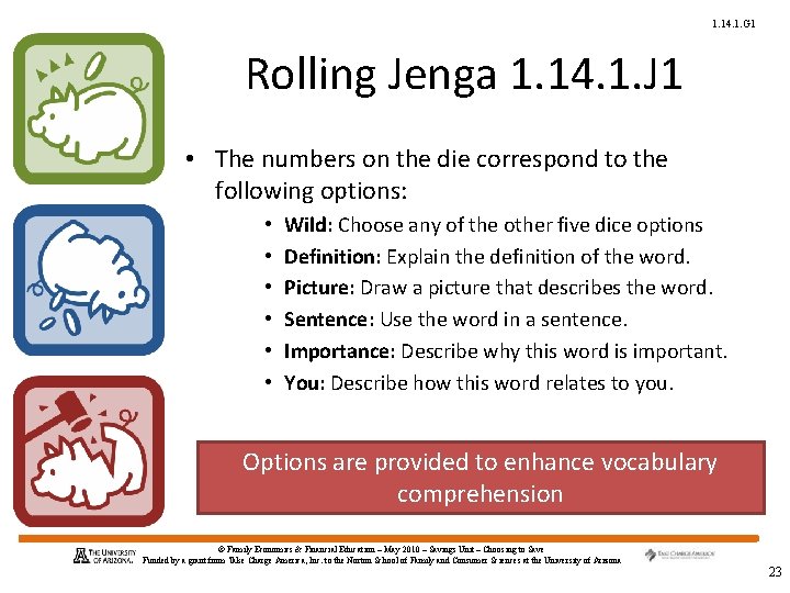 1. 14. 1. G 1 Rolling Jenga 1. 14. 1. J 1 • The