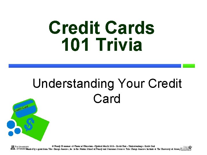 Credit Cards 101 Trivia d Car Understanding Your Credit Card it Cred © Family