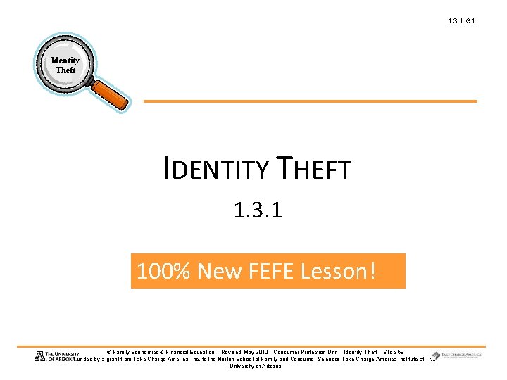 1. 3. 1. G 1 Identity Theft IDENTITY THEFT 1. 3. 1 100% New