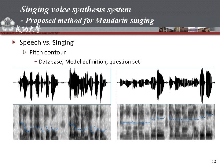 Singing voice synthesis system - Proposed method for Mandarin singing Speech vs. Singing Pitch