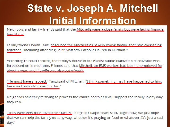 State v. Joseph A. Mitchell Initial Information 
