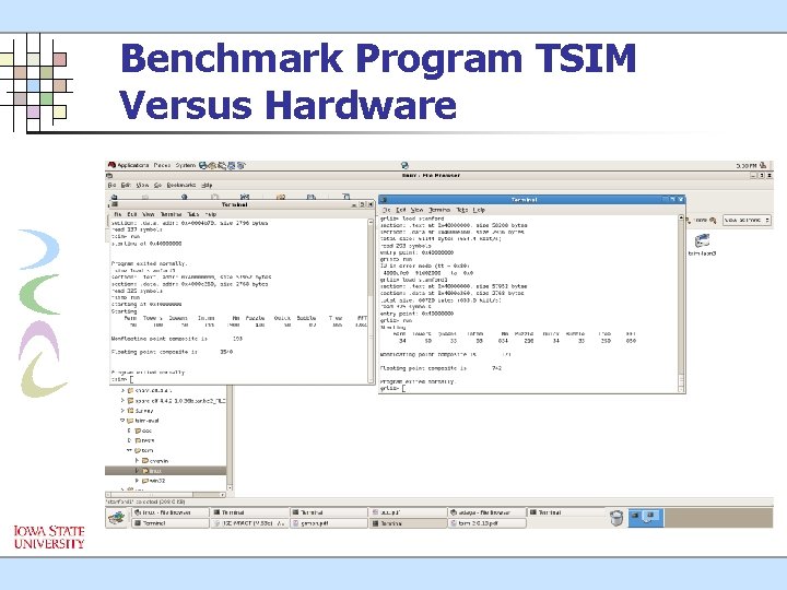 Benchmark Program TSIM Versus Hardware 