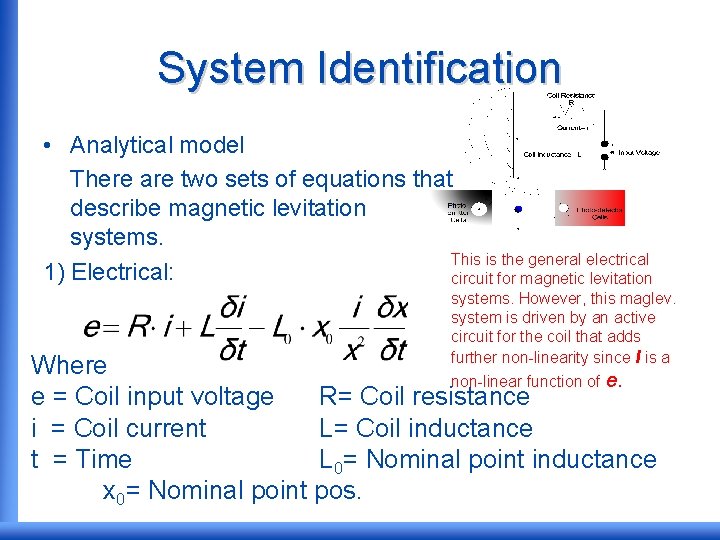 System Identification • Analytical model There are two sets of equations that describe magnetic