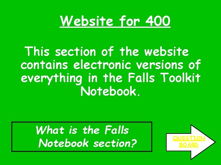 Website for 400 This section of the website contains electronic versions of everything in