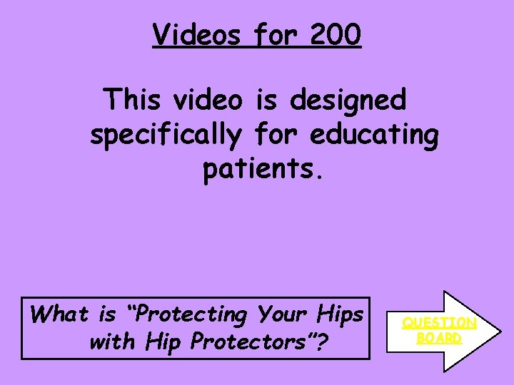 Videos for 200 This video is designed specifically for educating patients. What is “Protecting