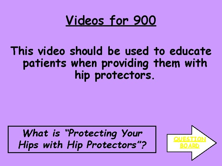 Videos for 900 This video should be used to educate patients when providing them