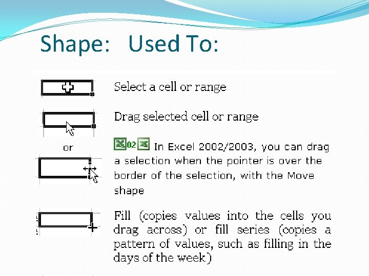 Shape: Used To: 