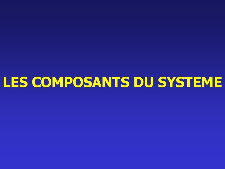 LES COMPOSANTS DU SYSTEME 