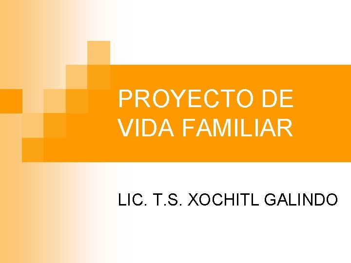 PROYECTO DE VIDA FAMILIAR LIC. T. S. XOCHITL GALINDO PROYECTO DE VIDA FAMILIAR LIC. T. S. XOCHITL GALINDO