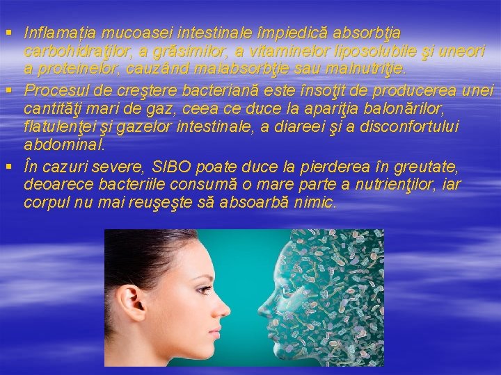 bacteriile intestinale cauzând pierderea în greutate)