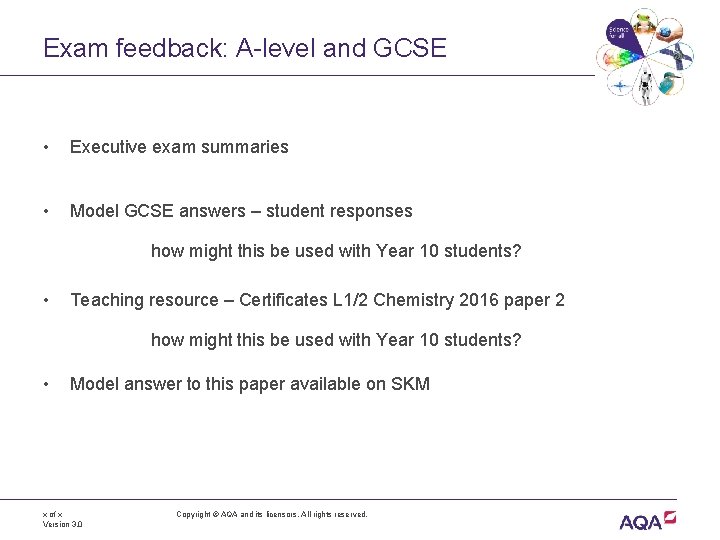Exam feedback: A-level and GCSE • Executive exam summaries • Model GCSE answers –