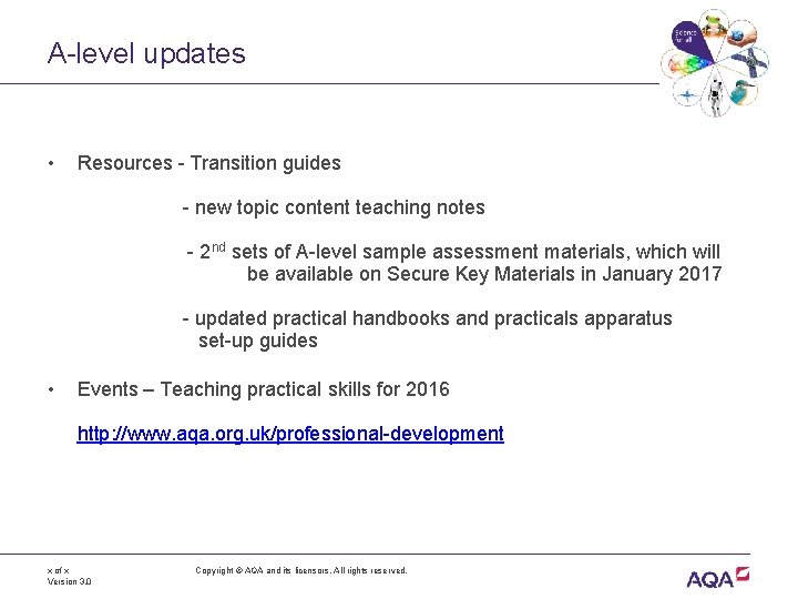 A-level updates • Resources - Transition guides - new topic content teaching notes -