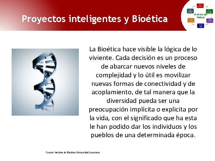 Proyectos inteligentes y Bioética La Bioética hace visible la lógica de lo viviente. Cada Proyectos inteligentes y Bioética La Bioética hace visible la lógica de lo viviente. Cada