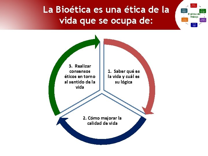La Bioética es una ética de la vida que se ocupa de: 3. Realizar La Bioética es una ética de la vida que se ocupa de: 3. Realizar
