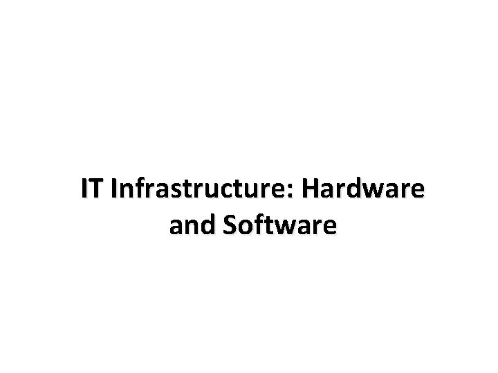 IT Infrastructure: Hardware and Software 