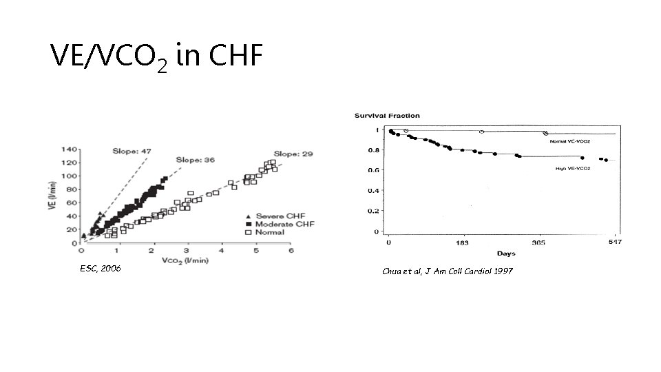 VE/VCO 2 in CHF ESC, 2006 Chua et al, J Am Coll Cardiol 1997