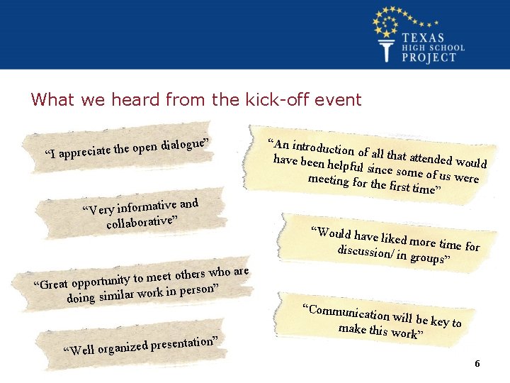 What we heard from the kick-off event gguuee”” lo ia d n e p