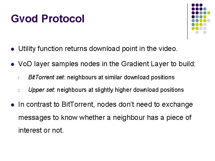 Gvod Protocol Utility function returns download point in the video. Vo. D layer samples