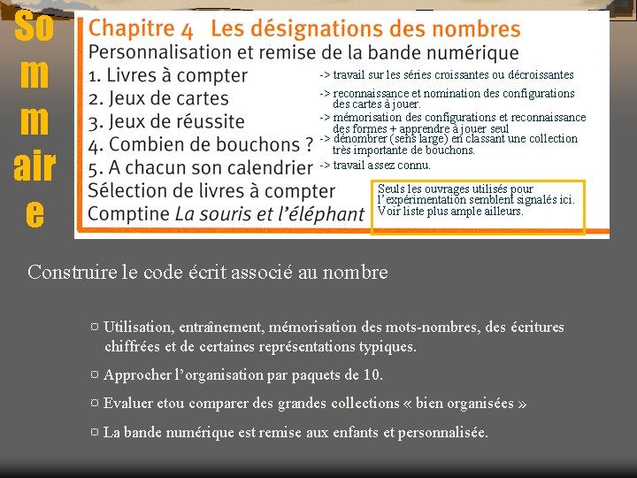 So m m air e -> travail sur les séries croissantes ou décroissantes ->