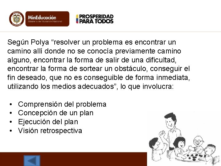 Según Polya “resolver un problema es encontrar un camino allí donde no se conocía Según Polya “resolver un problema es encontrar un camino allí donde no se conocía
