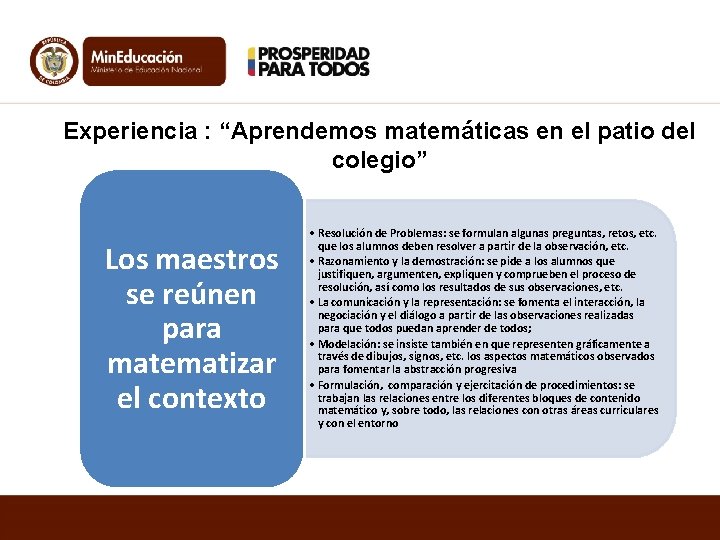 Experiencia : “Aprendemos matemáticas en el patio del colegio” Los maestros se reúnen para Experiencia : “Aprendemos matemáticas en el patio del colegio” Los maestros se reúnen para