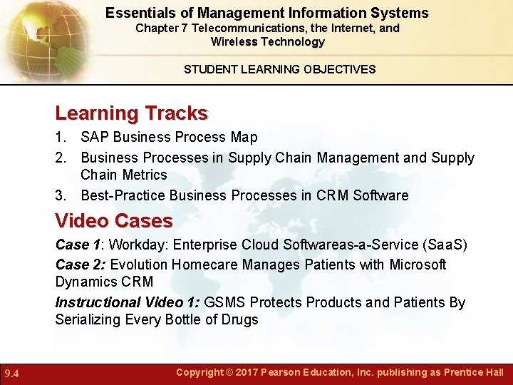 Essentials of Management Information Systems Chapter 7 Telecommunications, the Internet, and Wireless Technology STUDENT