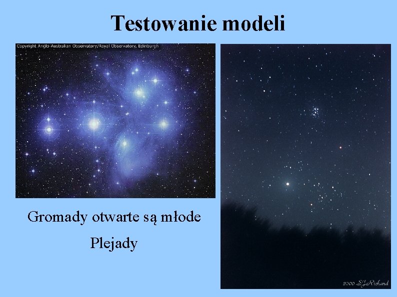 Testowanie modeli Gromady otwarte są młode Plejady 