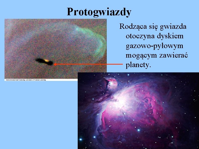 Protogwiazdy Rodząca się gwiazda otoczyna dyskiem gazowo-pyłowym mogącym zawierać planety. 