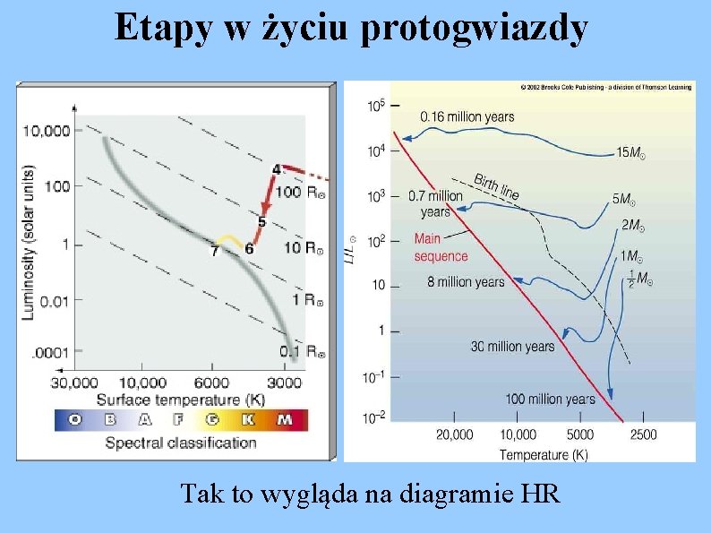 Etapy w życiu protogwiazdy Tak to wygląda na diagramie HR 