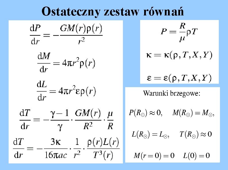 Ostateczny zestaw równań 
