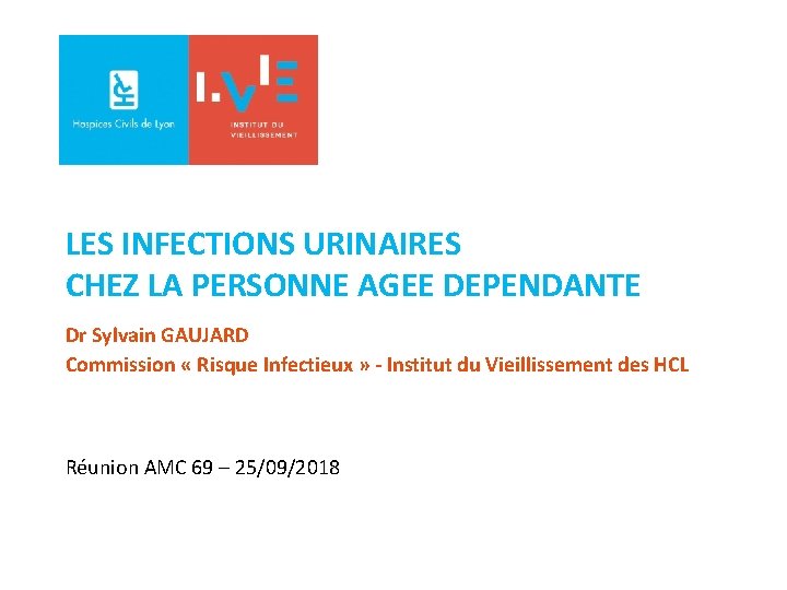 LES INFECTIONS URINAIRES CHEZ LA PERSONNE AGEE DEPENDANTE Dr Sylvain GAUJARD Commission « Risque