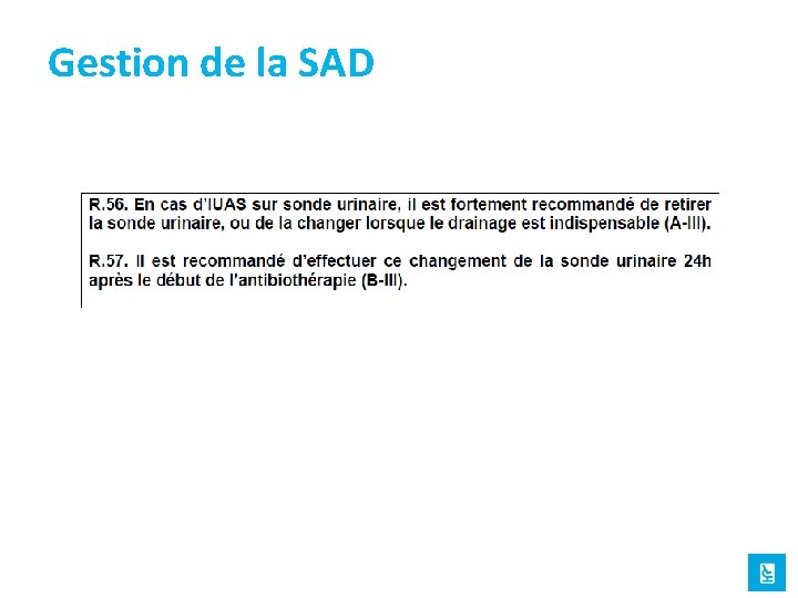 Gestion de la SAD 