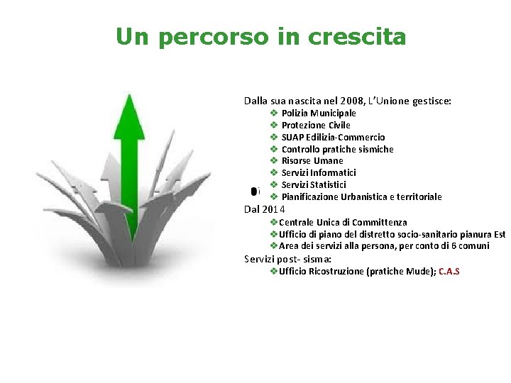 Un percorso in crescita Dalla sua nascita nel 2008, L’Unione gestisce: v Polizia Municipale