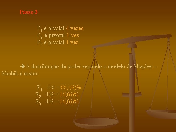 Passo 3 P 1 é pivotal 4 vezes P 2 é pivotal 1 vez