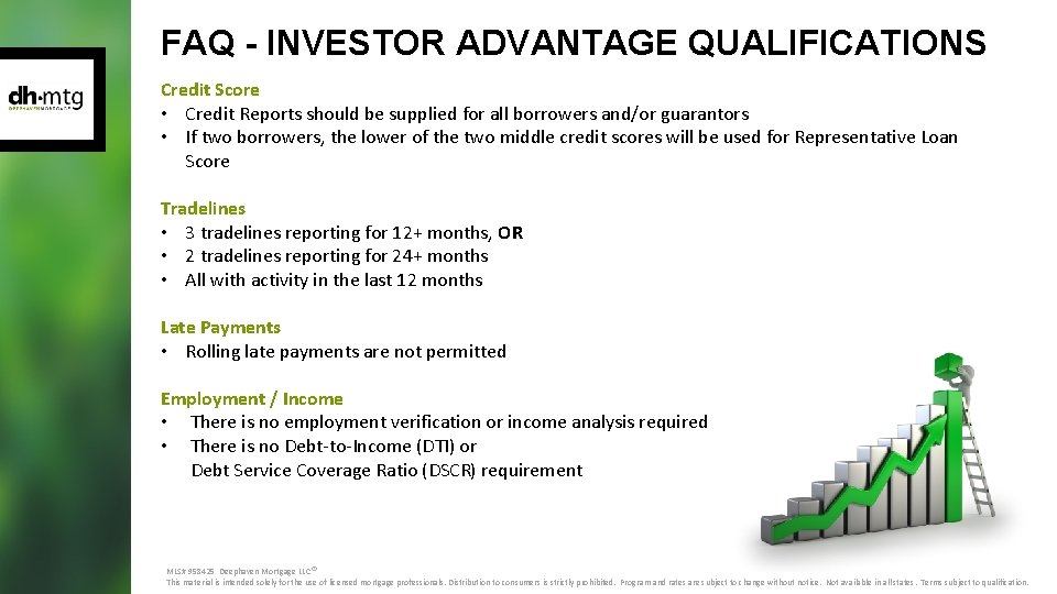 FAQ - INVESTOR ADVANTAGE QUALIFICATIONS Credit Score • Credit Reports should be supplied for