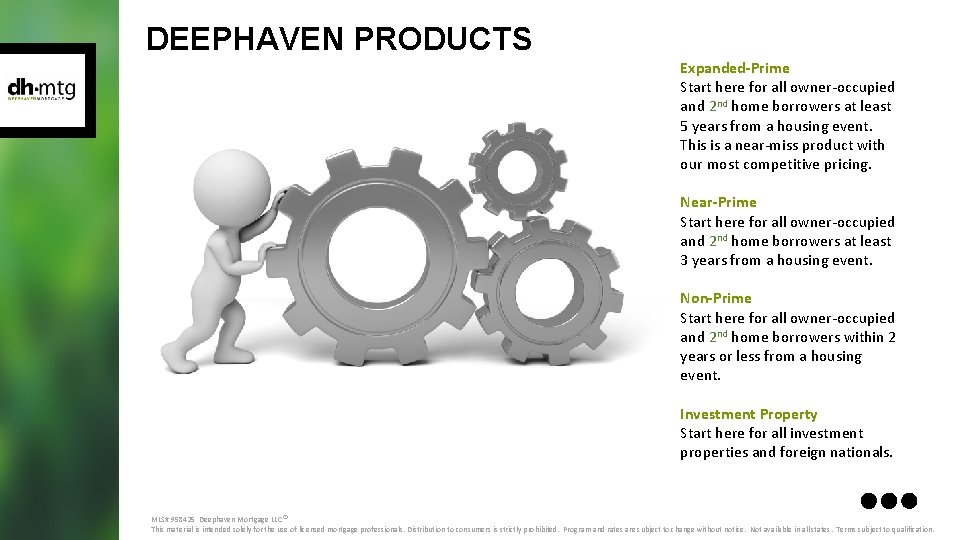 DEEPHAVEN PRODUCTS Expanded-Prime Start here for all owner-occupied and 2 nd home borrowers at