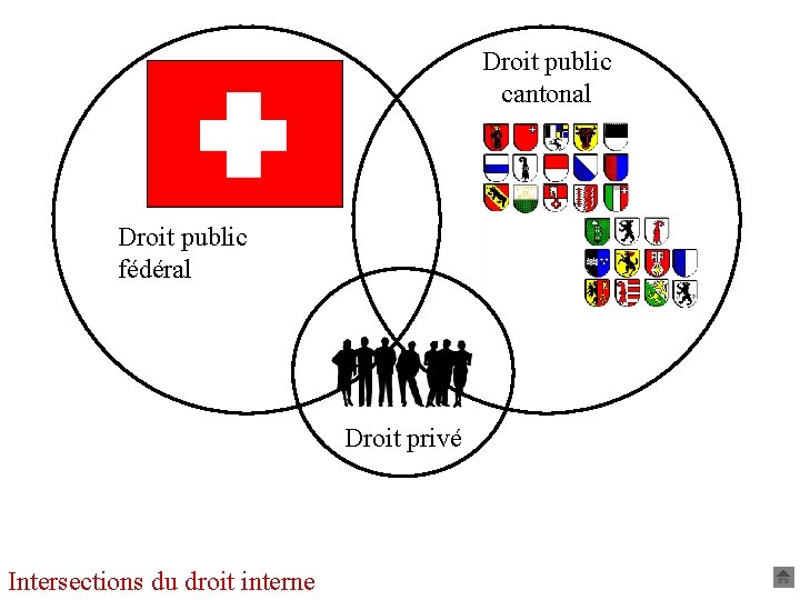 Droit public cantonal Droit public fédéral Droit privé Intersections du droit interne 