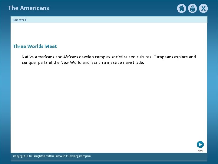 The Americans Chapter 1 Three Worlds Meet Native Americans and Africans develop complex societies