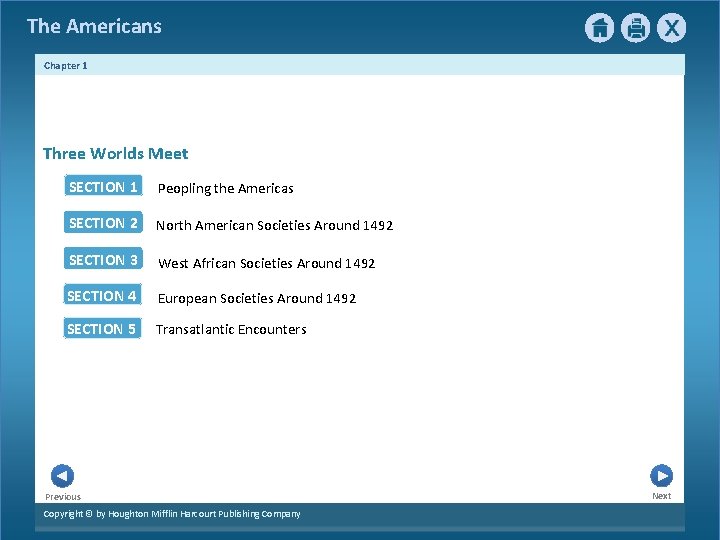 The Americans Chapter 1 Three Worlds Meet SECTION 1 Peopling the Americas SECTION 2