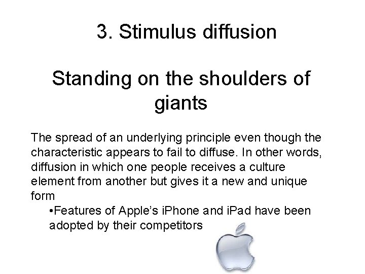 3. Stimulus diffusion Standing on the shoulders of giants The spread of an underlying