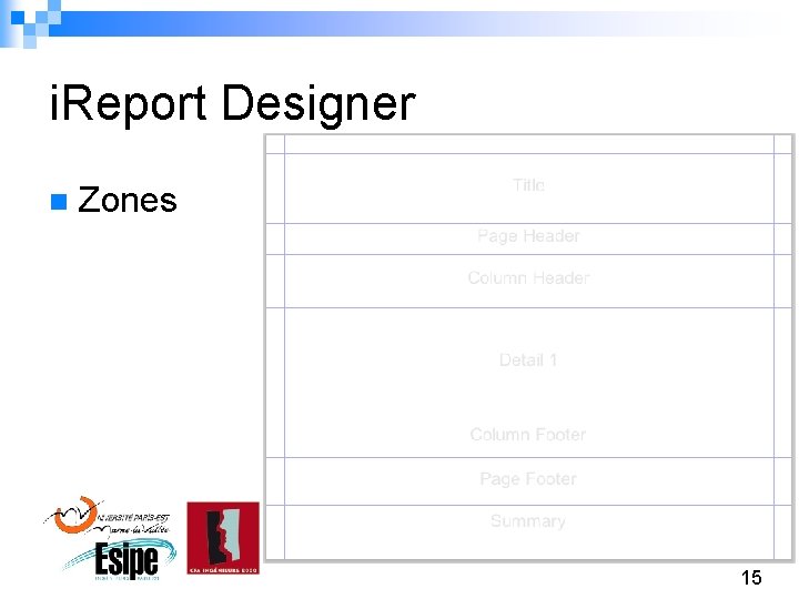 i. Report Designer n Zones 15 