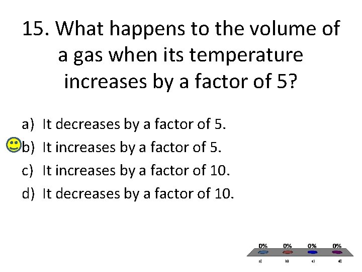 15. What happens to the volume of a gas when its temperature increases by