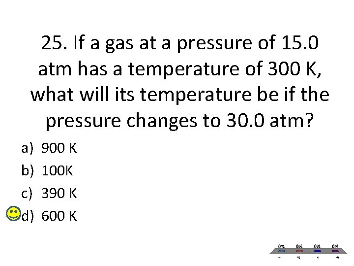 25. If a gas at a pressure of 15. 0 atm has a temperature