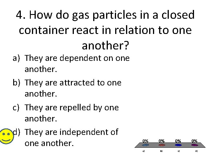 4. How do gas particles in a closed container react in relation to one