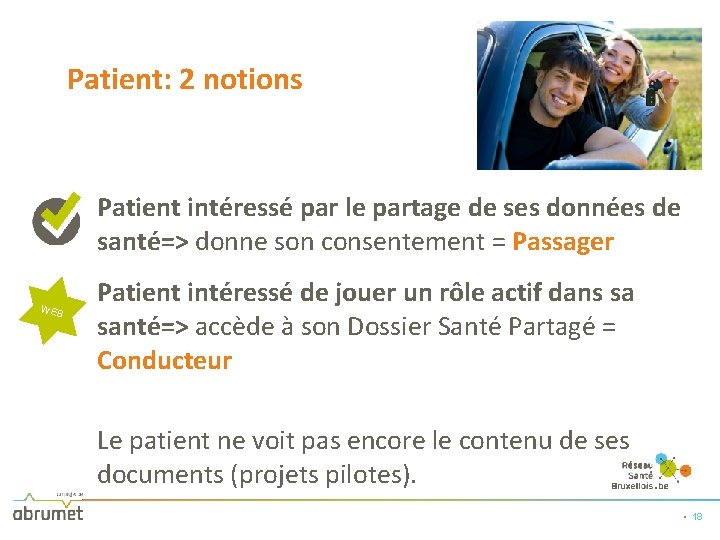 Patient: 2 notions Patient intéressé par le partage de ses données de santé=> donne