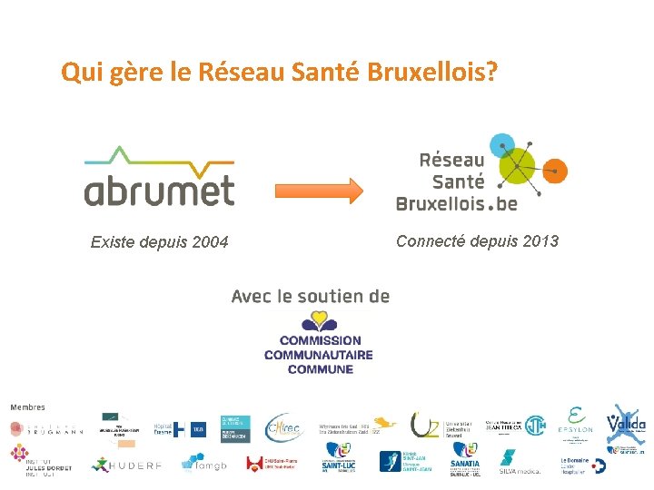 Qui gère le Réseau Santé Bruxellois? Existe depuis 2004 Connecté depuis 2013 • 2