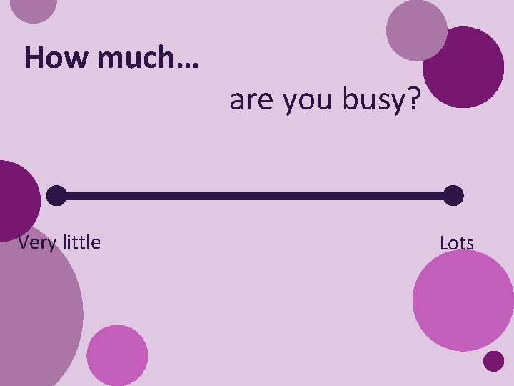 How much… Very little are you busy? Lots 